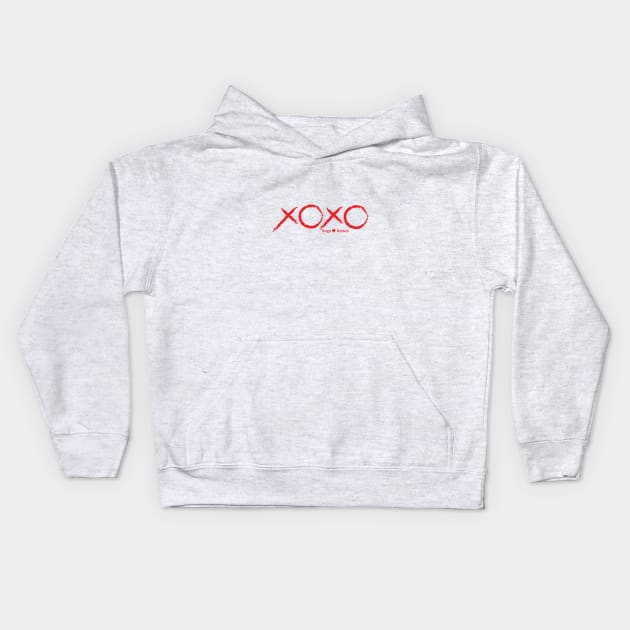 XOXO: Hugs and Kisses in Red Kids Hoodie by Stonework Design Studio